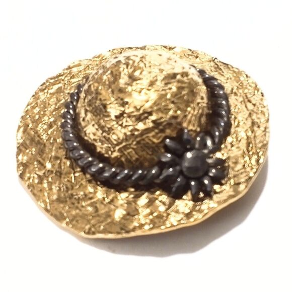Premier Designs Gold and Silver Tone Summer Hat Brooch - Picture 3 of 5